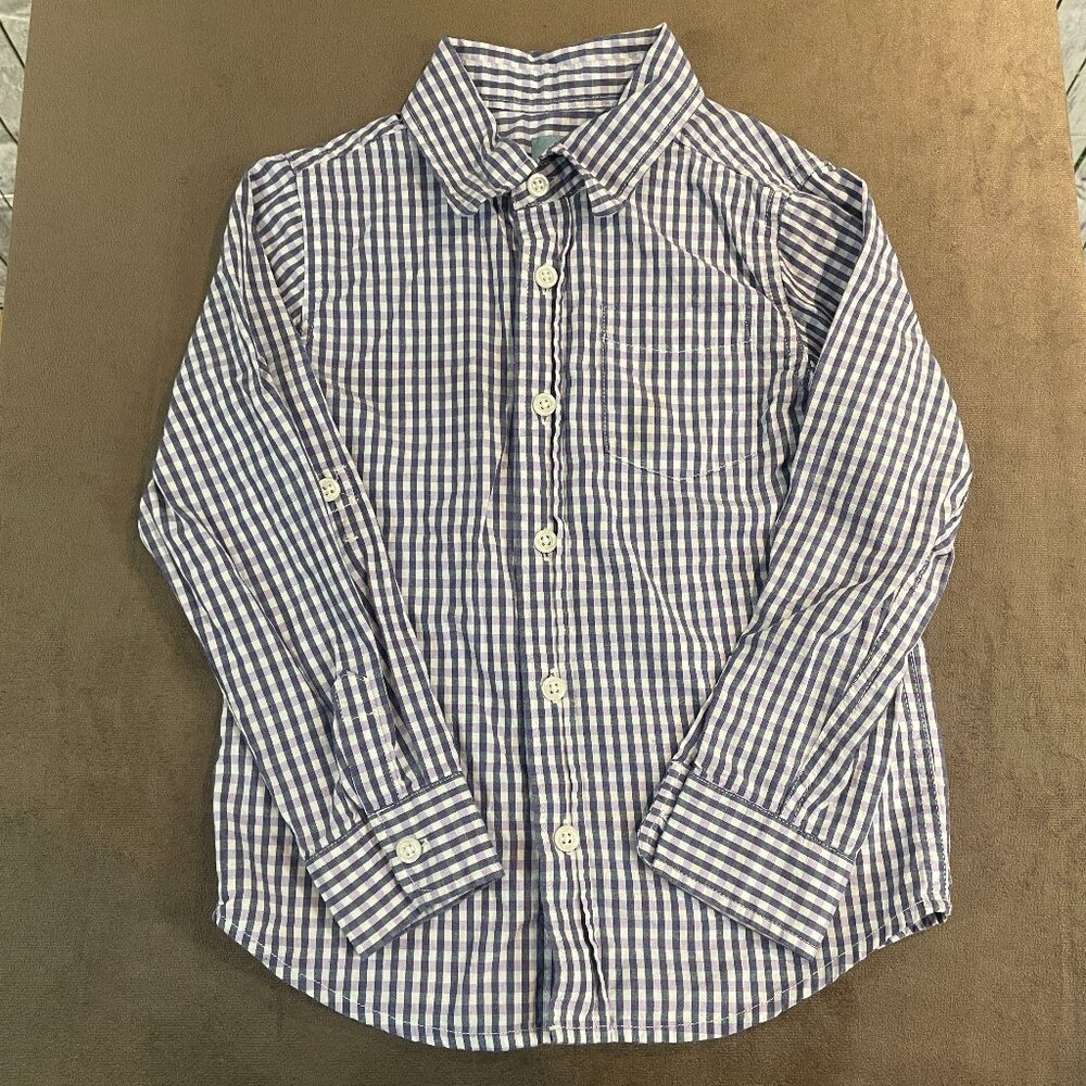 Baby GAP Boys Gingham Poplin Button Down Long Sleeve Shirt Size 5 (SKU: 153B)